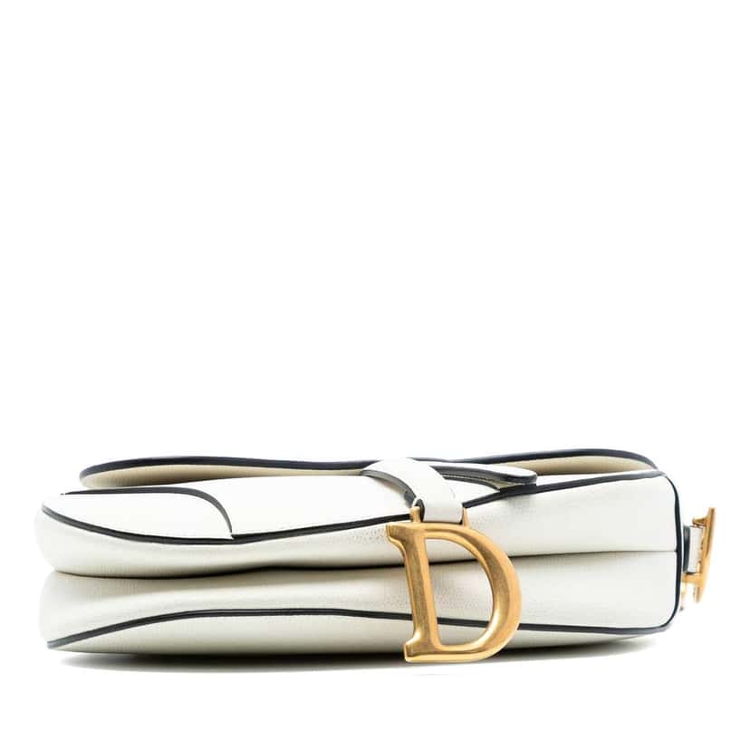 Dior Grained Calfskin Saddle Bag White Leather Good condition - Inside View
