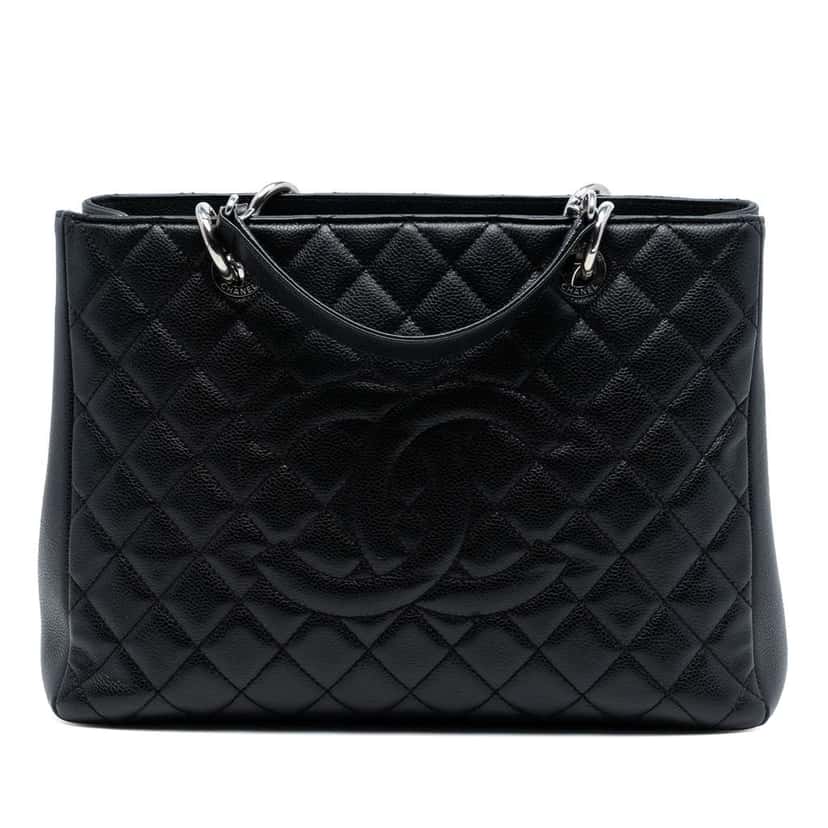 Chanel Caviar Grand Shopping Tote Black Leather Good condition - Front View