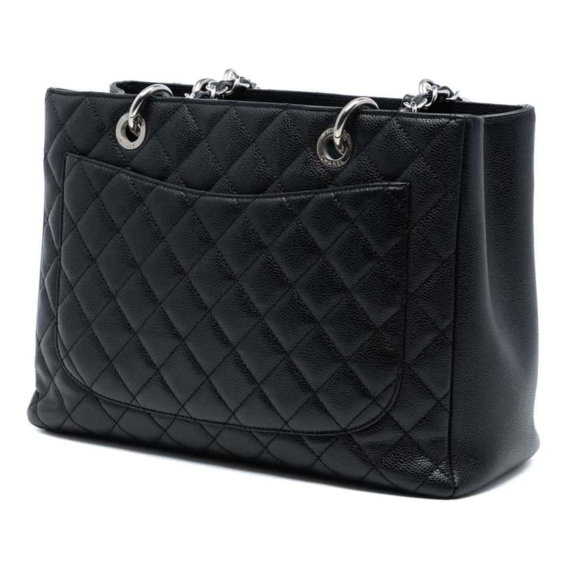 Chanel Caviar Grand Shopping Tote Black Leather Good condition - Back View
