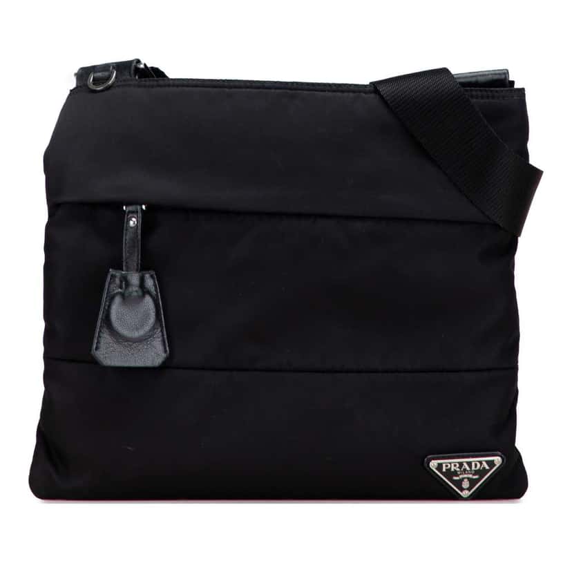 Prada Tessuto Zip Top Crossbody Black Good condition - Front View