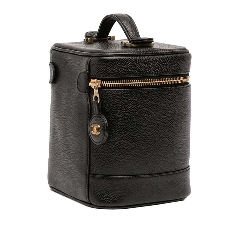 Chanel CC Caviar Vanity Bag Black Leather Good condition - Back View