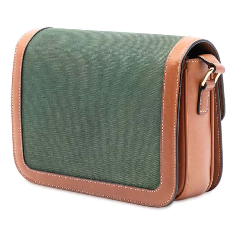 Celine Teen Canvas and Calfskin Triomphe Crossbody Green Canvas Good condition - Back View