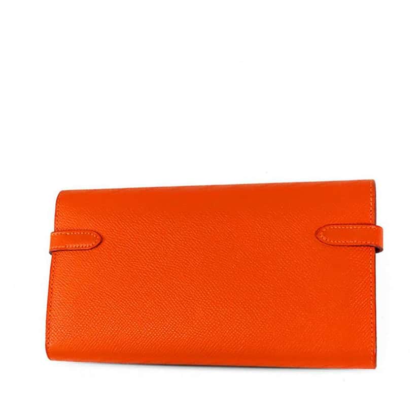 Hermès Epsom Kelly Longue Wallet Orange Leather Good condition - Back View
