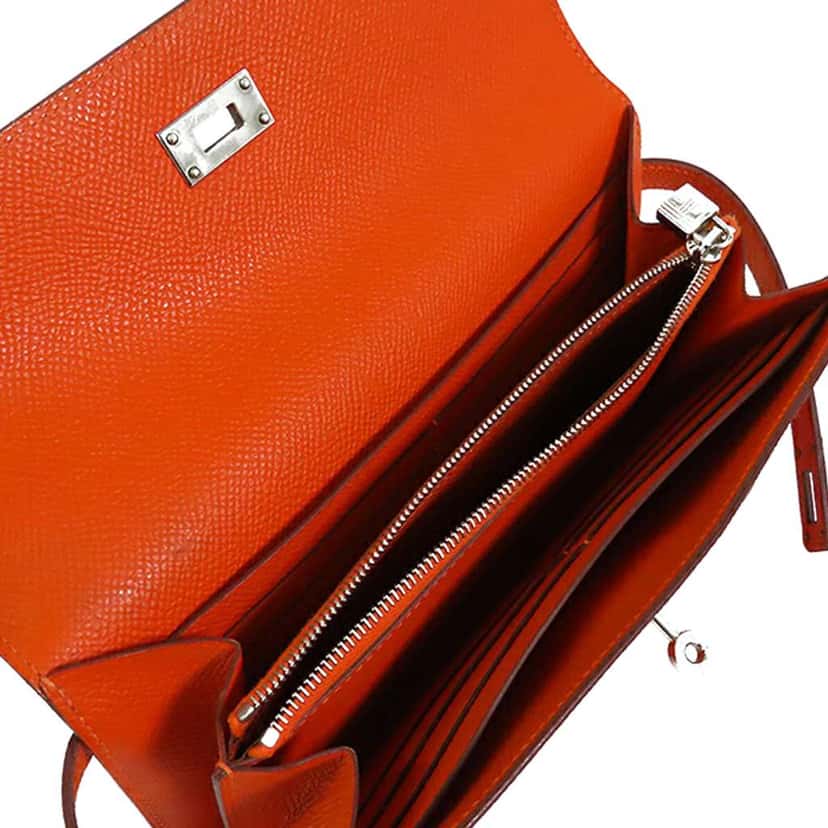 Hermès Epsom Kelly Longue Wallet Orange Leather Good condition - Inside View