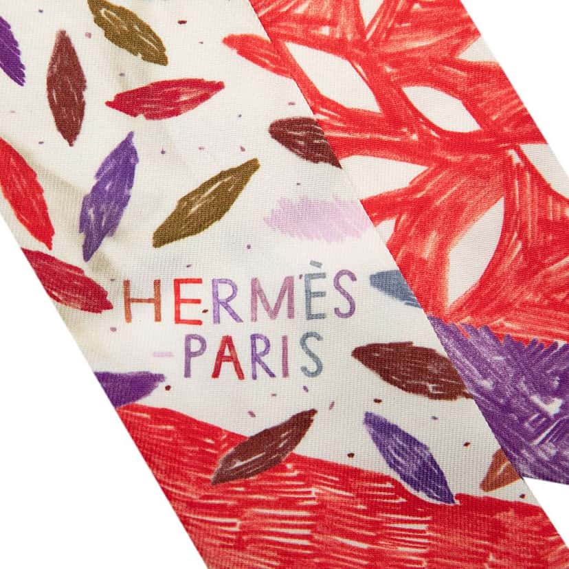 Hermès Chacun Fait Son Nid Silk Twilly Scarf Purple Silk Good condition - Back View
