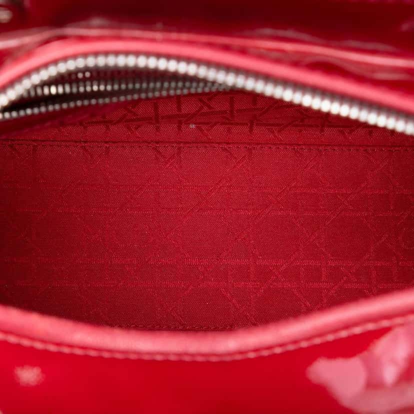 Dior Large Patent Cannage Lady Dior Red Leather Good condition - Model View