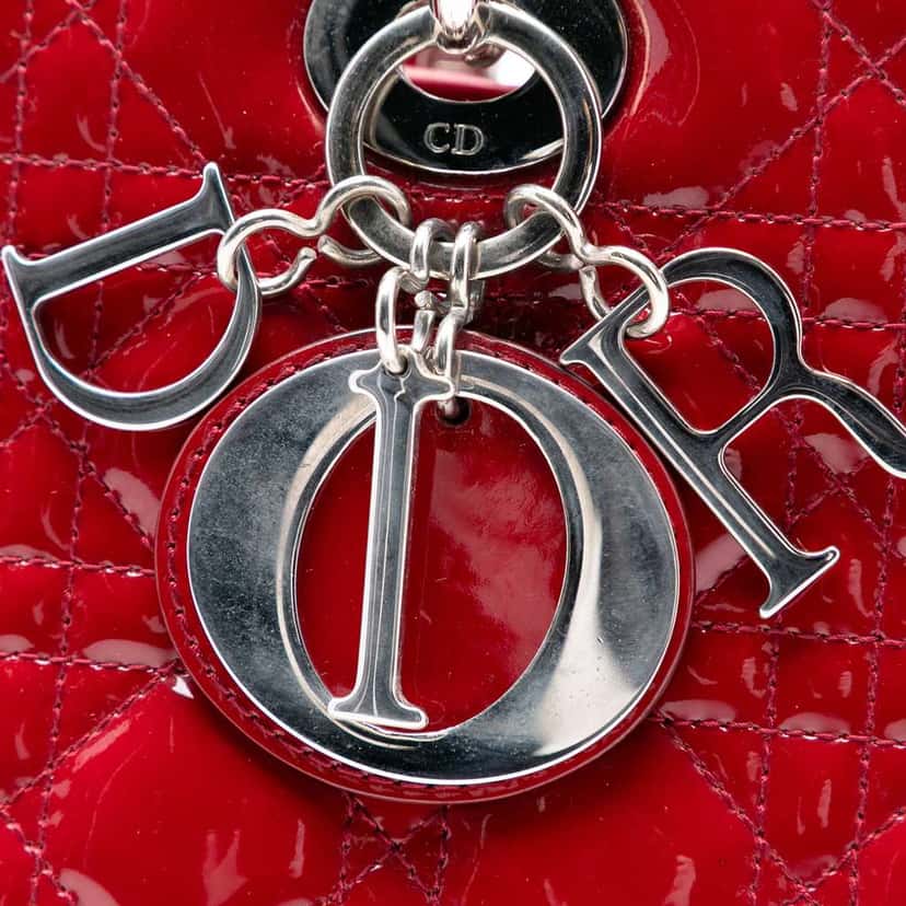 Dior Large Patent Cannage Lady Dior Red Leather Good condition - Box View