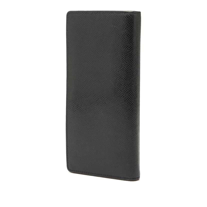 Louis Vuitton Taiga Brazza Wallet Black Leather Good condition - Back View
