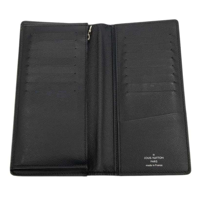 Louis Vuitton Taiga Brazza Wallet Black Leather Good condition - Box View