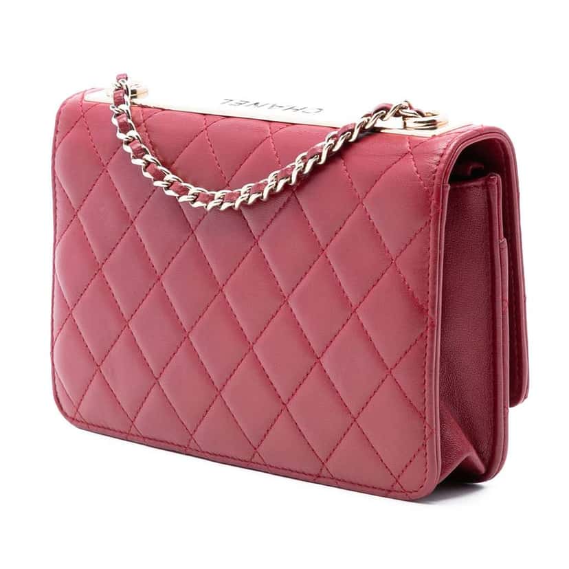 Chanel Lambskin Trendy CC Wallet On Chain Red Leather Good condition - Back View