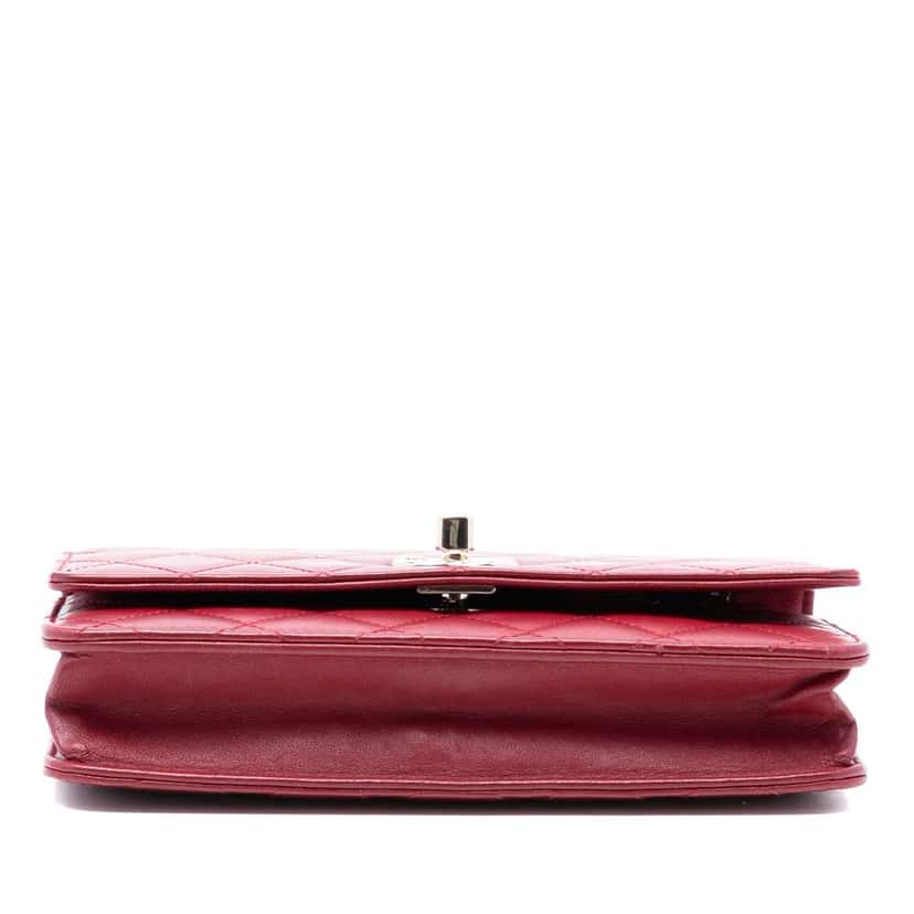 Chanel Lambskin Trendy CC Wallet On Chain Red Leather Good condition - Inside View