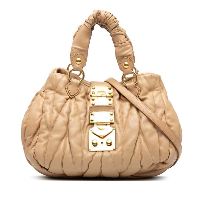 Miu Miu Matelasse Nappa Coffer Satchel Brown Leather Good condition - Front View