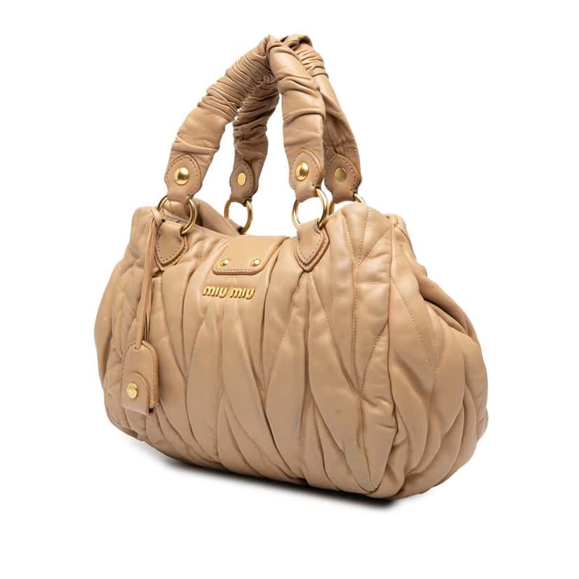 Miu Miu Matelasse Nappa Coffer Satchel Brown Leather Good condition - Back View