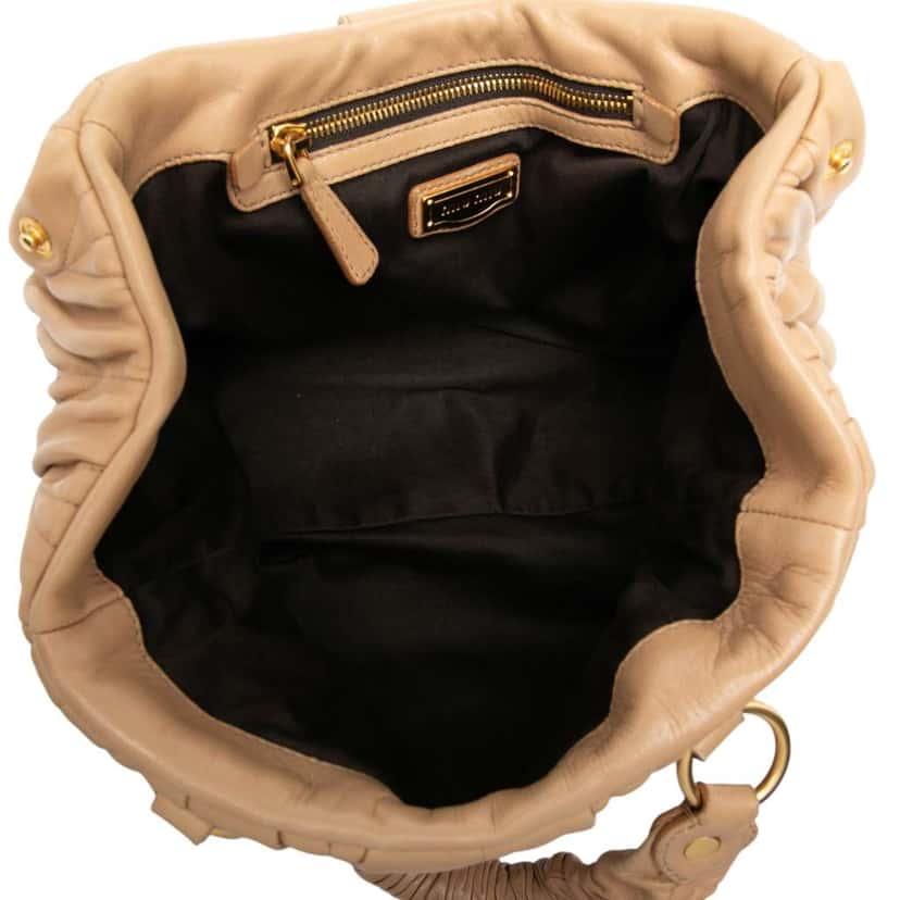 Miu Miu Matelasse Nappa Coffer Satchel Brown Leather Good condition - Model View