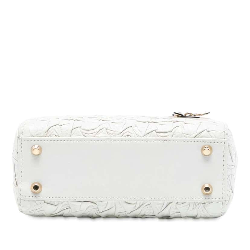 Dior Mini Wavy Crinkled Lambskin Lady Dior White Leather Good condition - Inside View