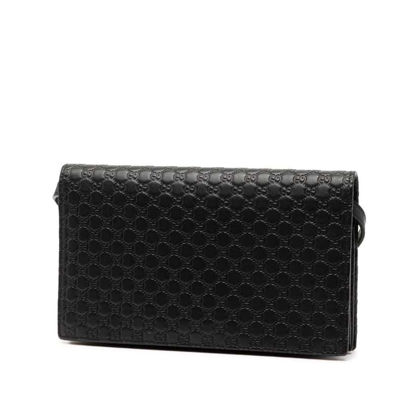 Gucci Microguccissima Wallet on Strap Black Leather Good condition - Back View