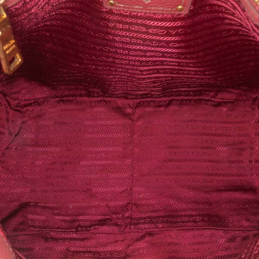Prada Vitello Daino Zip Top Satchel Red Leather Good condition - Model View