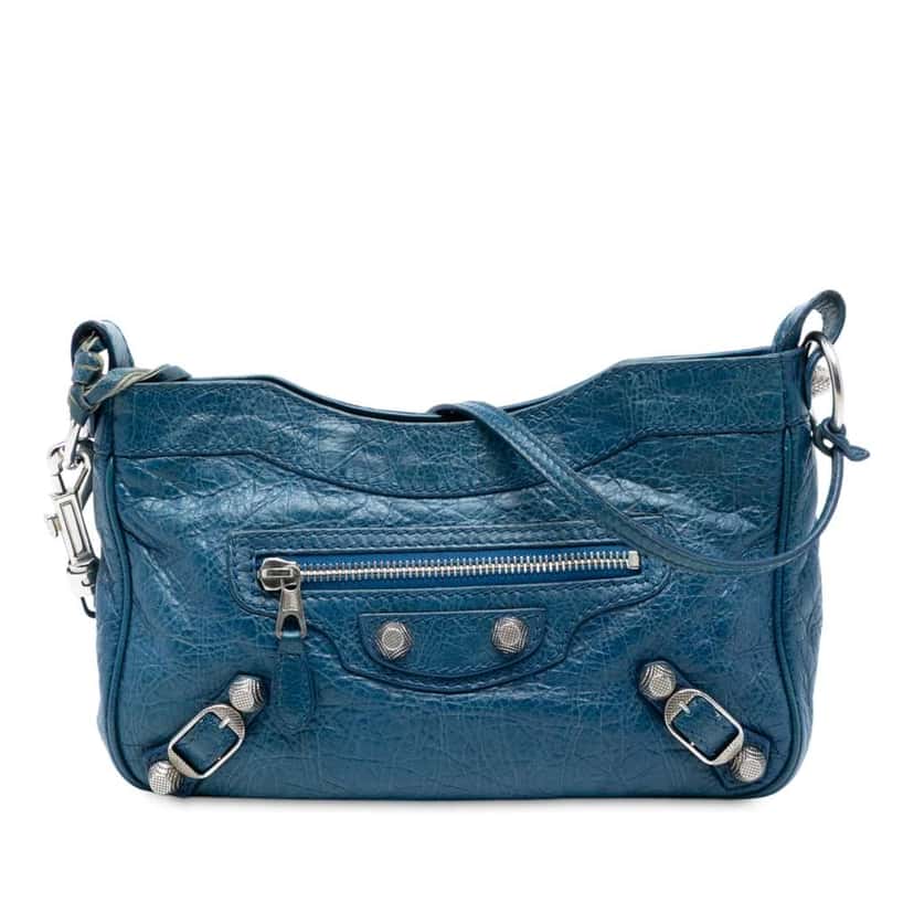 Balenciaga Lambskin Motocross Giant 12 Hip Crossbody Blue Leather Good condition - Front View