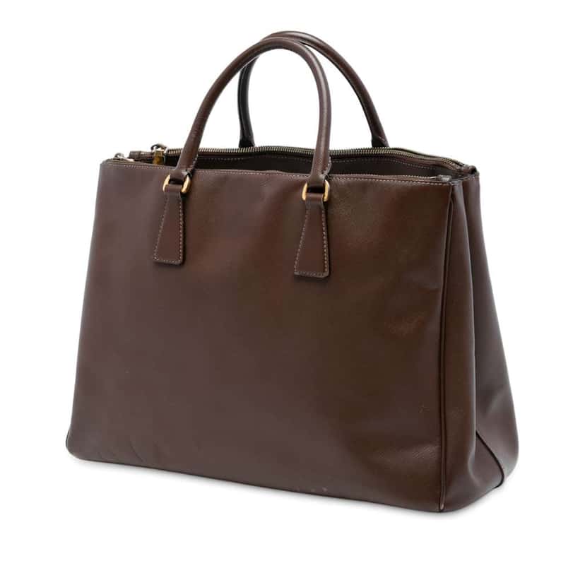 Prada Large Saffiano Lux Galleria Double Zip Tote Brown Leather Good condition - Back View