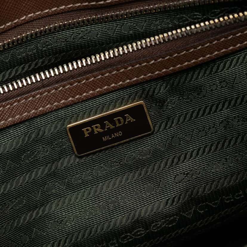 Prada Large Saffiano Lux Galleria Double Zip Tote Brown Leather Good condition - Box View