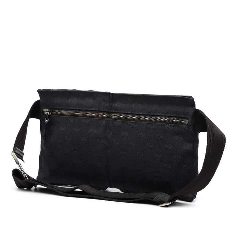 Gucci GG Canvas Double Pocket Belt Bag Black Canvas Good condition - Back View