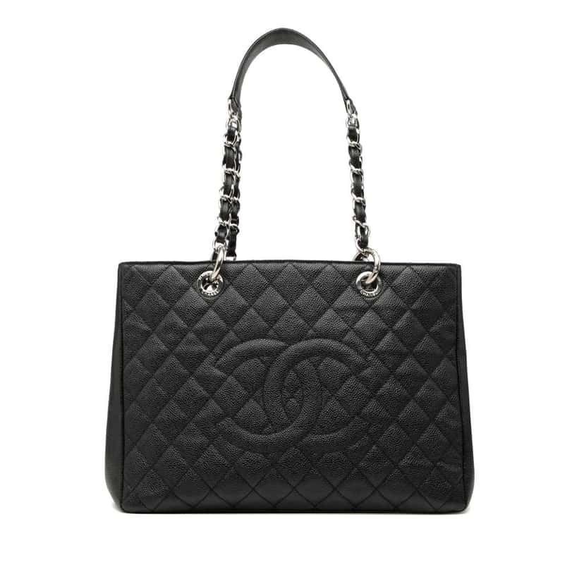 Chanel Caviar Grand Shopping Tote Black Leather Good condition - Front View