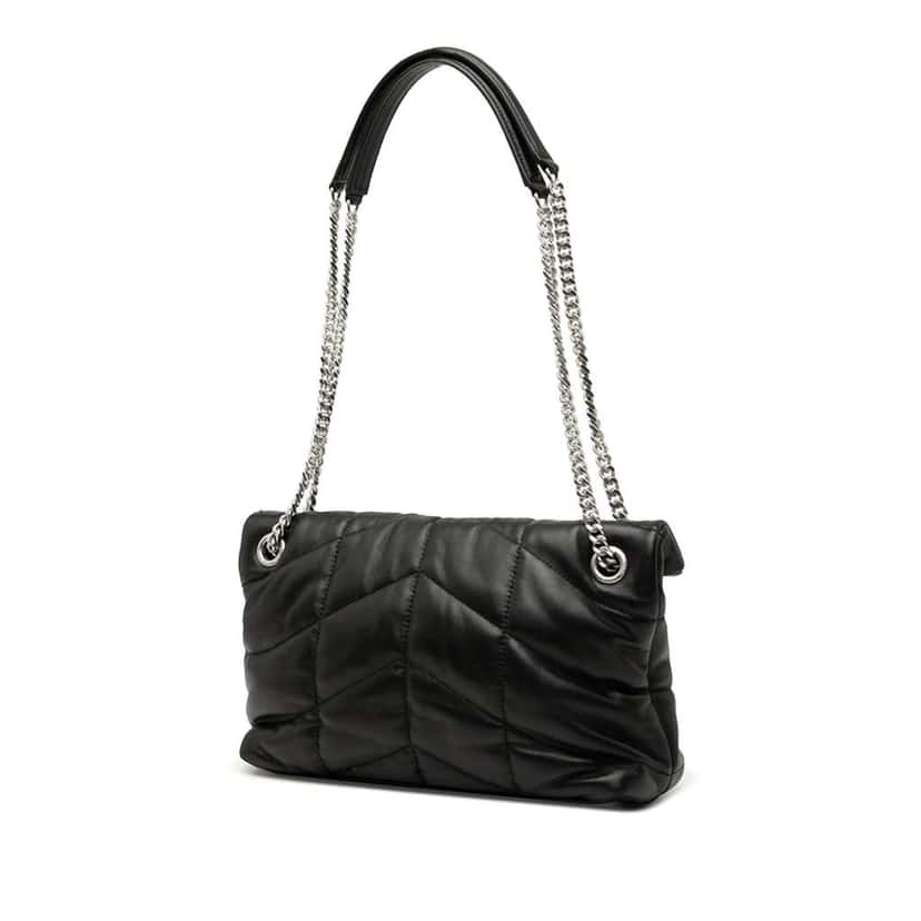 Saint Laurent Small Lambskin Loulou Puffer Shoulder Bag Black Leather Good condition - Back View