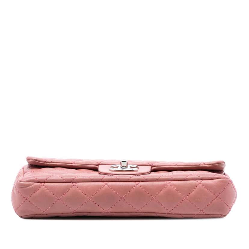 Chanel Classic Lambskin East West Bijoux Chain Single Flap Pink Leather Good condition - Inside View
