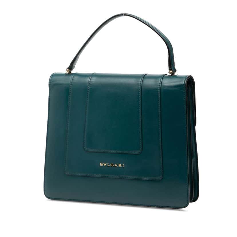 Bvlgari Small Calfskin Serpenti Forever Top Handle Bag Green Leather Good condition - Back View