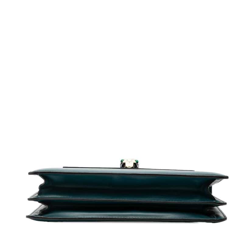 Bvlgari Small Calfskin Serpenti Forever Top Handle Bag Green Leather Good condition - Inside View