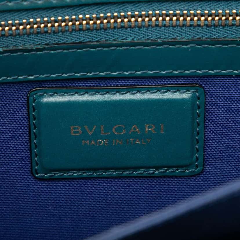 Bvlgari Small Calfskin Serpenti Forever Top Handle Bag Green Leather Good condition - Box View