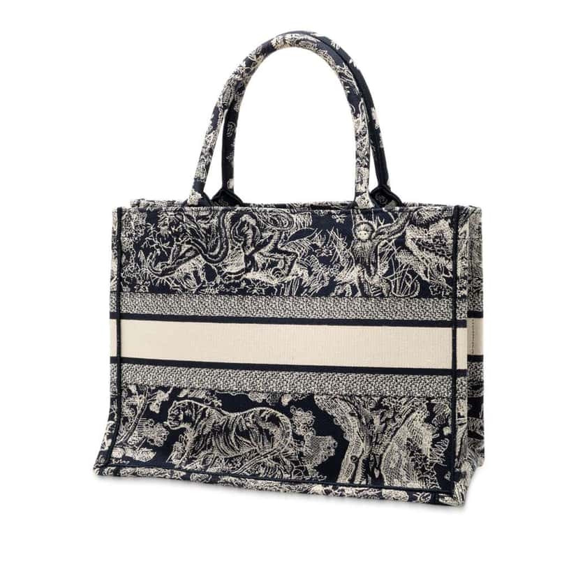 Dior Medium Canvas Embroidered Reverse Dioriviera Toile De Jouy Book Tote Blue Canvas Good condition - Back View