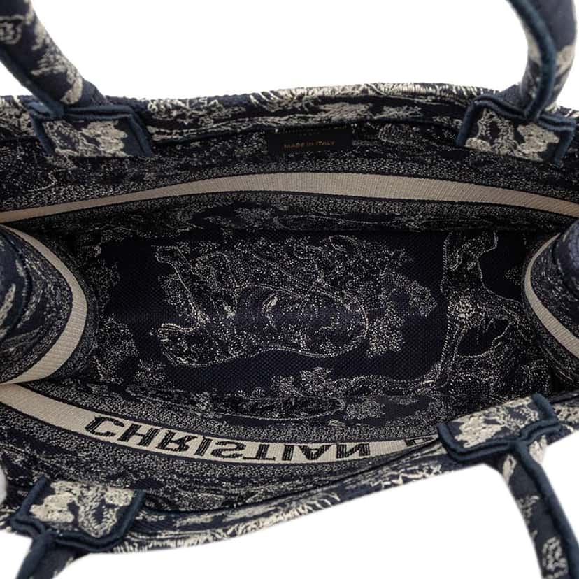 Dior Medium Canvas Embroidered Reverse Dioriviera Toile De Jouy Book Tote Blue Canvas Good condition - Model View