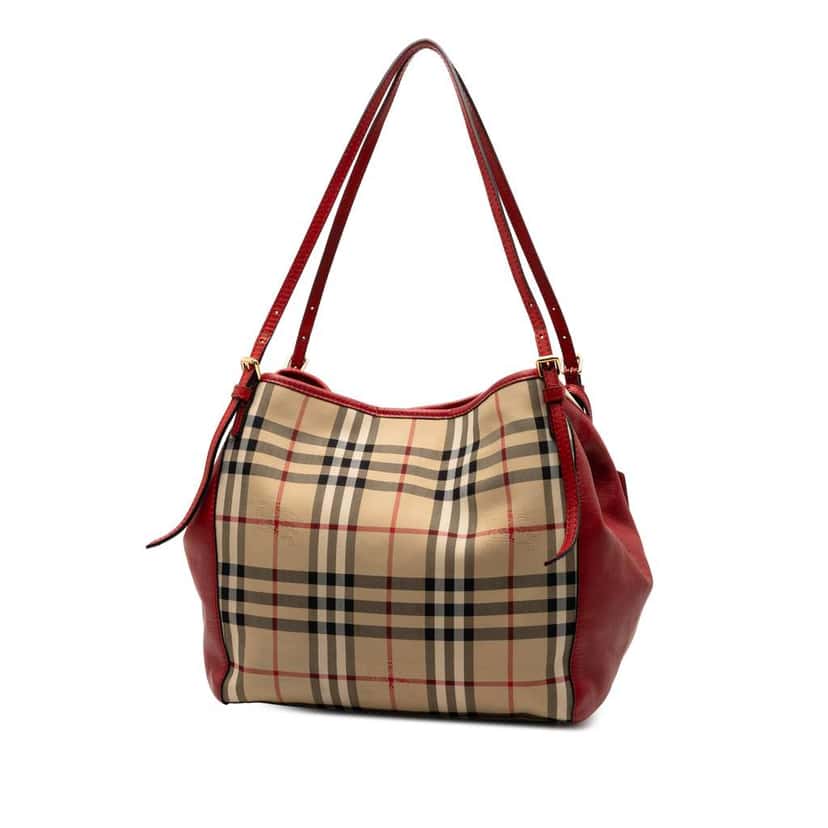 Burberry Small Haymarket Check Canvas and Leather Canterbury Tote Brown Canvas Good condition - Back View