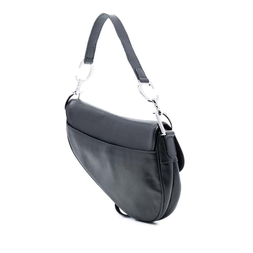 Dior Shiny Goatskin Saddle Bag Black Leather Good condition - Back View