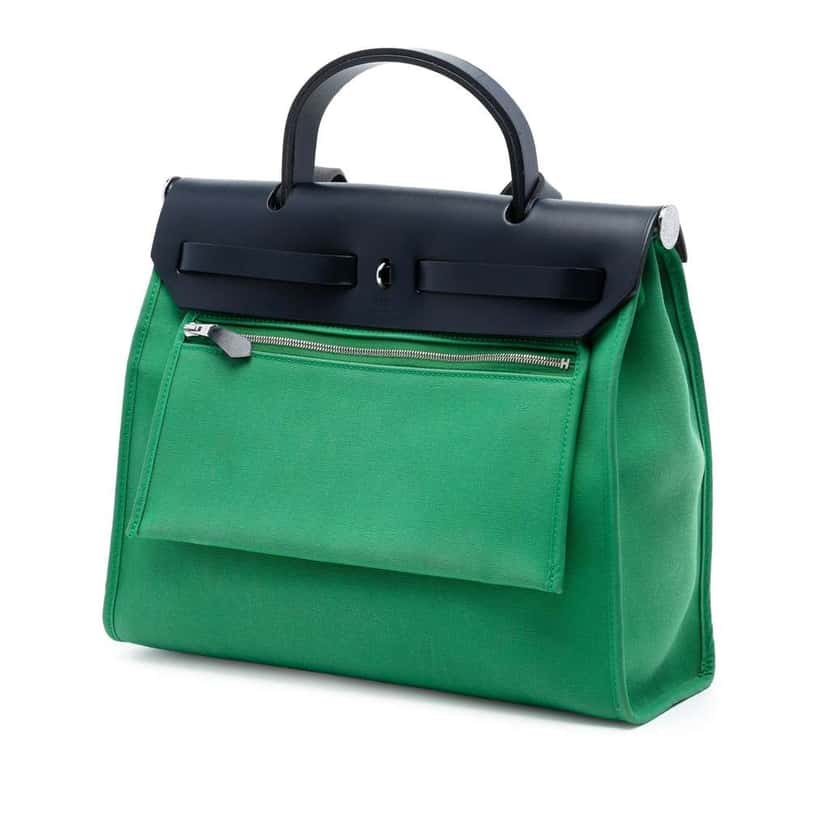 Hermès Toile Herbag Zip 31 Green Canvas Good condition - Back View