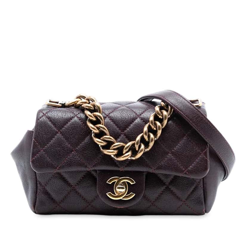 Chanel Mini Quilted Sheepskin Trapezio Flap Red Leather Very good condition - Front View