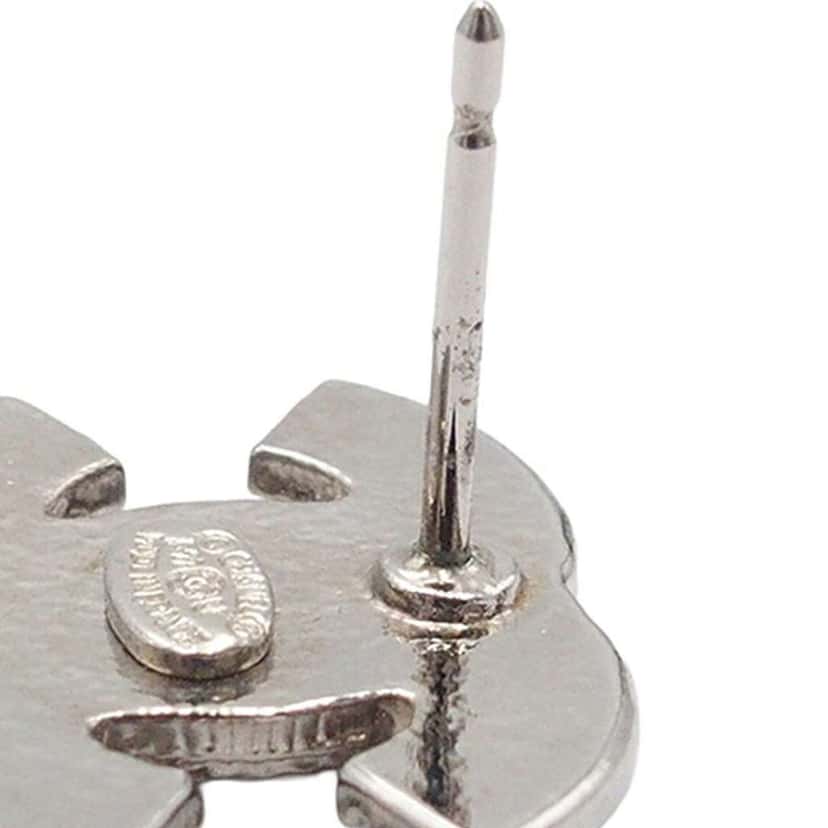 Chanel Silver Plated CC Crystal Push Back Earrings Silver Metal Good condition - Box View