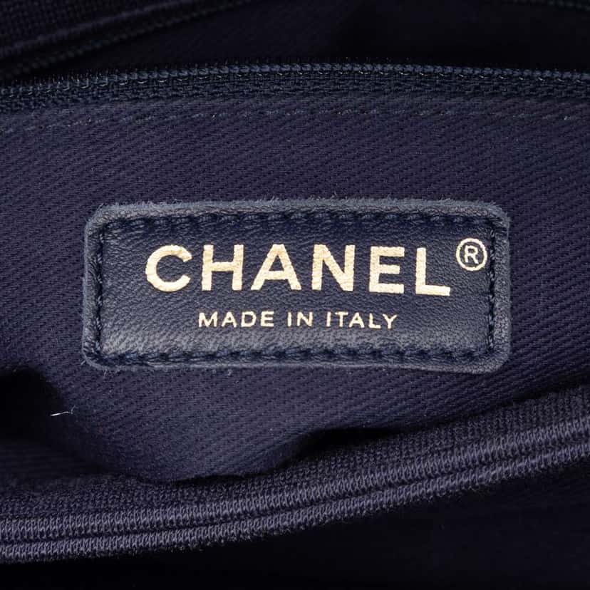 Chanel Small Chevron Jersey Trendy CC Top Handle Flap Blue Cotton Good condition - Box View