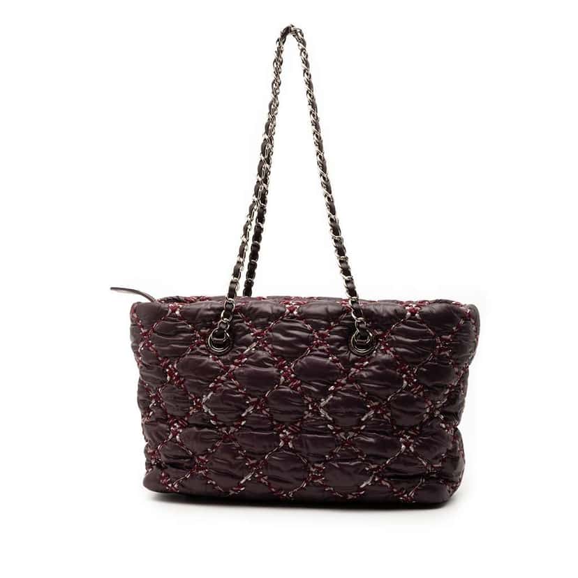Chanel Paris Byzance Nylon Tweed On Stitch Shoulder Bag Purple Good condition - Back View