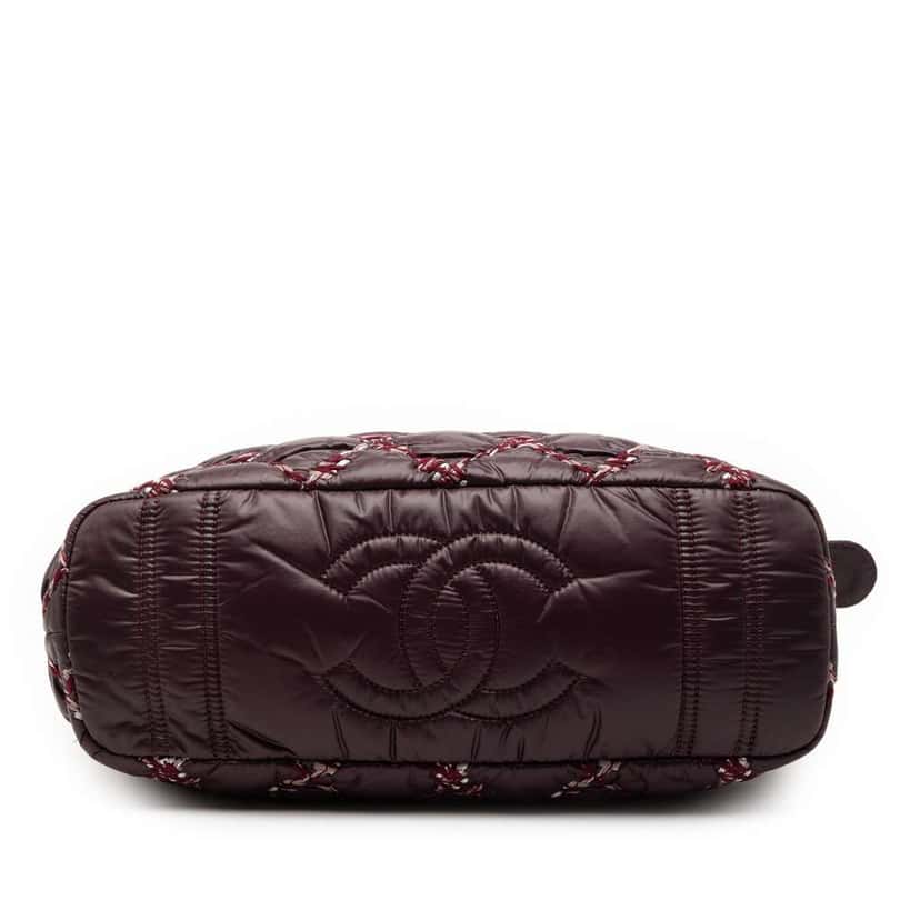 Chanel Paris Byzance Nylon Tweed On Stitch Shoulder Bag Purple Good condition - Inside View