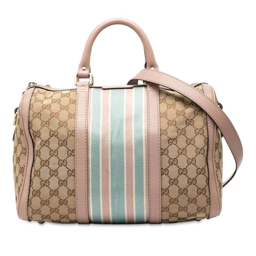 Gucci Medium GG Canvas Web Joy Boston Bag Brown Canvas Good condition - Front View