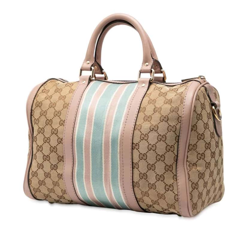 Gucci Medium GG Canvas Web Joy Boston Bag Brown Canvas Good condition - Back View
