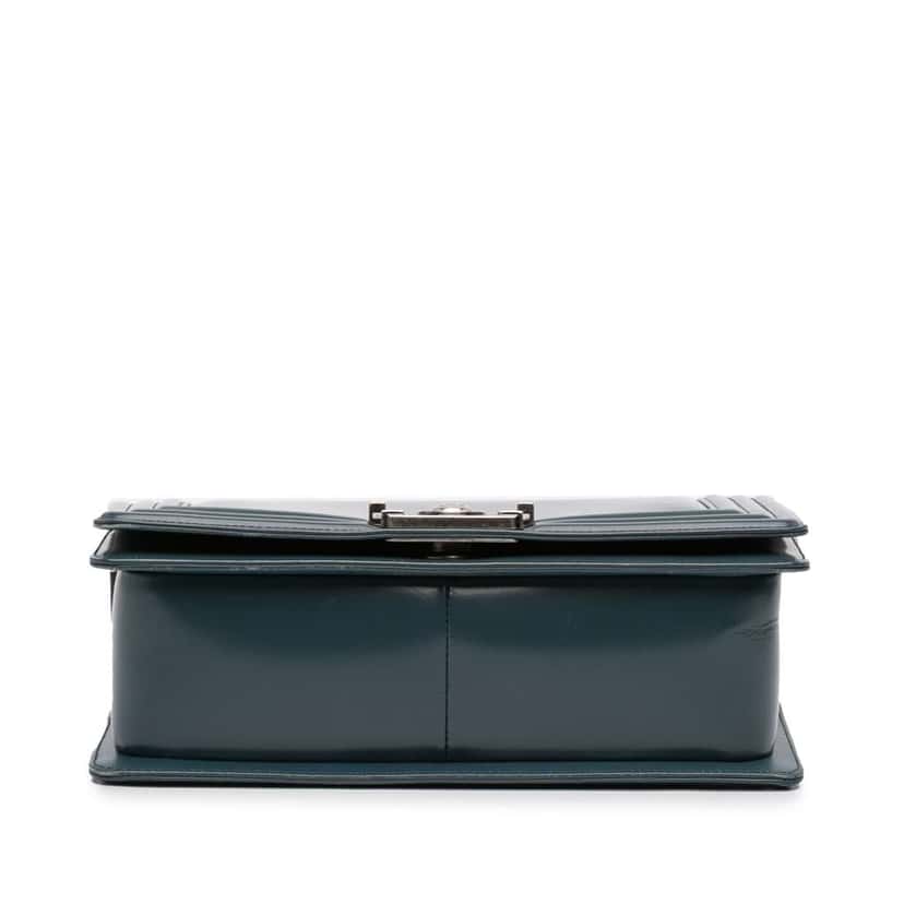 Chanel Old Medium Glazed Calfskin Boy Flap Blue Leather Good condition - Inside View