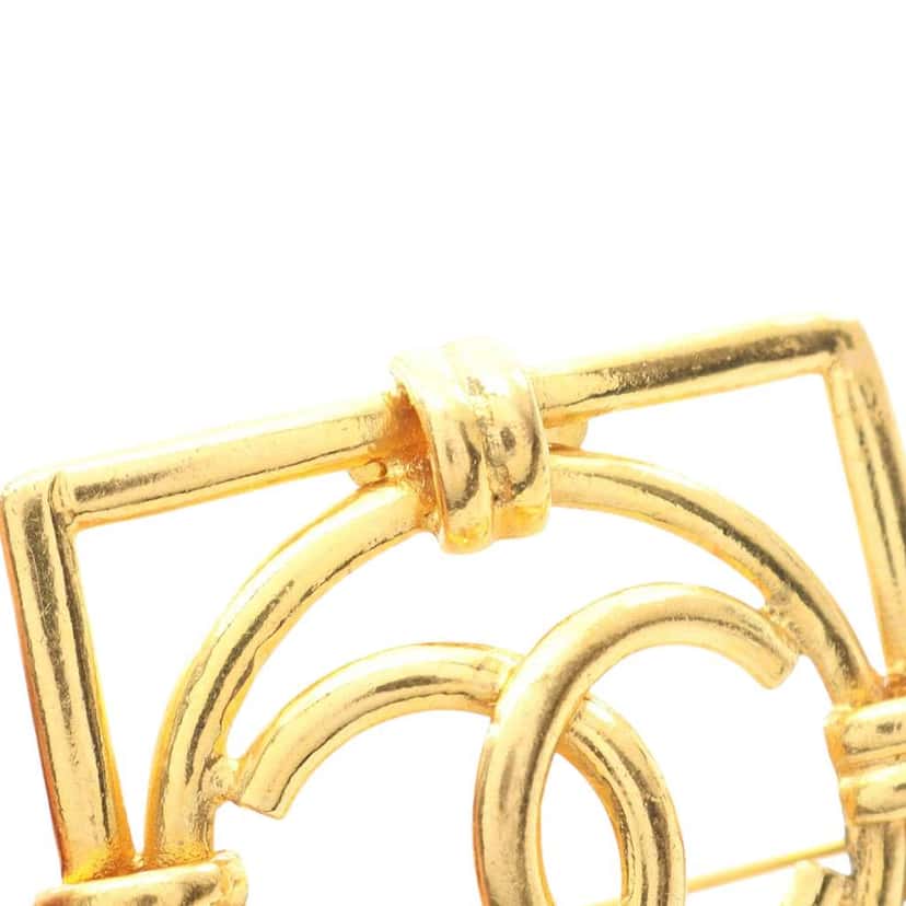 Chanel Gold Plated CC Square Brooch Gold Metal Good condition - Inside View