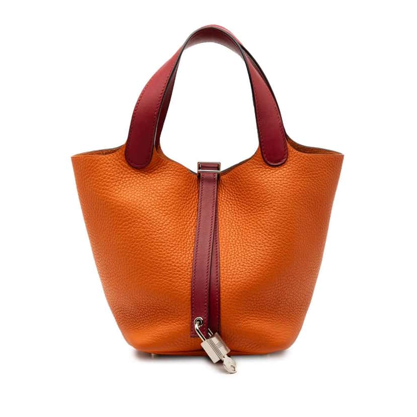 Hermès Bicolor Clemence and Swift Picotin Lock 18 Orange Leather Good condition - Front View