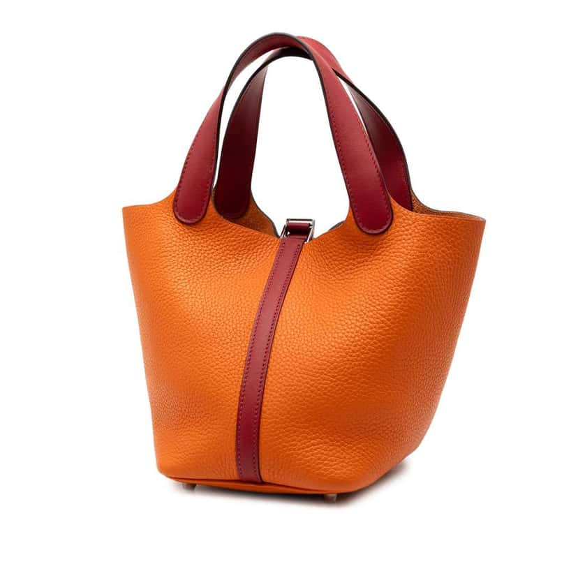 Hermès Bicolor Clemence and Swift Picotin Lock 18 Orange Leather Good condition - Back View