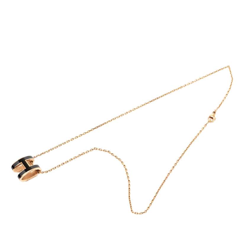 Hermès Gold Plated Enamel Pop H Pendant Necklace Gold Metal Good condition - Front View