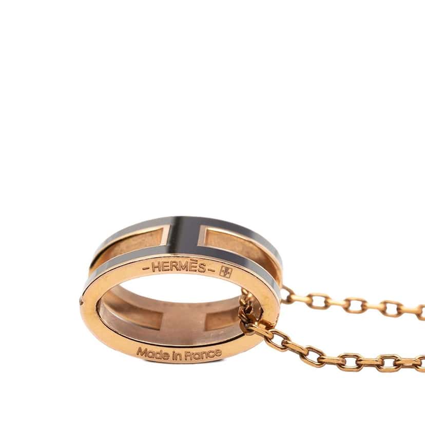 Hermès Gold Plated Enamel Pop H Pendant Necklace Gold Metal Good condition - Back View