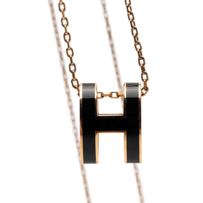 Hermès Gold Plated Enamel Pop H Pendant Necklace Gold Metal Good condition - Model View